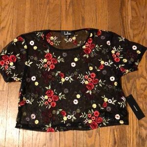 Sheer floral crop top- lulus